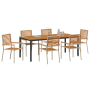 Juego de Comedor de Jardín de 7 Piezas Acacia Beige Poly Rattan de , Sillas de jardín - Ref: Foro24-3365507, Precio: 571,04 €