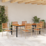 Juego de Comedor de Jardín de 7 Piezas Acacia Beige Poly Rattan de , Sillas de jardín - Ref: Foro24-3365507, Precio: 571,04 €