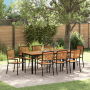 Juego de Comedor de Jardín de 9 Piezas de Ratán Poliéster Negro y Acacia | Foro24.es | Tu tienda online para hogar, jardín y más Foro24.es