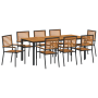 Juego de Comedor de Jardín de 9 Piezas de Ratán Poliéster Negro y Acacia | Foro24.es | Tu tienda online para hogar, jardín y más Foro24.es