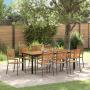 Juego de Comedor de Jardín de 9 Piezas Gris de Poliratán y Acacia | Foro24.es | Tu tienda online para hogar, jardín y más Foro24.es