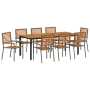 Juego de Comedor de Jardín de 9 Piezas Gris de Poliratán y Acacia | Foro24.es | Tu tienda online para hogar, jardín y más Foro24.es