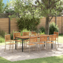 Conjunto de Comedor de Jardín de 9 Piezas Poliratán Beige Acacia | Foro24.es | Tu tienda online para hogar, jardín y más Foro24.es