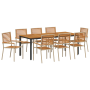 Conjunto de Comedor de Jardín de 9 Piezas Poliratán Beige Acacia | Foro24.es | Tu tienda online para hogar, jardín y más Foro24.es