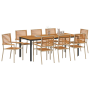 Conjunto de Comedor de Jardín de 9 Piezas Poliratán Beige Acacia | Foro24.es | Tu tienda online para hogar, jardín y más Foro24.es