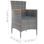 Set de comedor de jardín 5 pzas y cojines ratán sintético gris de vidaXL, Conjuntos de jardín - Ref: Foro24-3094935, Precio: ...