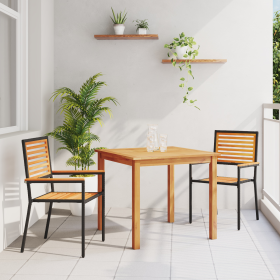 Juego de Comedor de Jardín de 3 Piezas Negro Polirratán Acacia de , Sillas de jardín - Ref: Foro24-3365511, Precio: 234,76 €