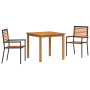 Juego de Comedor de Jardín de 3 Piezas Negro Polirratán Acacia de , Sillas de jardín - Ref: Foro24-3365511, Precio: 234,76 €