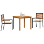 Juego de Comedor de Jardín de 3 Piezas Negro Polirratán Acacia de , Sillas de jardín - Ref: Foro24-3365511, Precio: 234,76 €