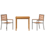 Juego de Comedor de Jardín de 3 Piezas Gris de Polirratán y Acacia | Foro24.es | Tu tienda online para hogar, jardín y más Foro24.es
