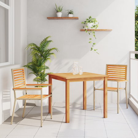 Juego de Comedor de Jardín de 3 Piezas en Ratán Poliéster Beige y Acacia de , Sillas de jardín - Ref: Foro24-3365513, Precio:...