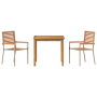 Juego de Comedor de Jardín de 3 Piezas en Ratán Poliéster Beige y Acacia de , Sillas de jardín - Ref: Foro24-3365513, Precio:...