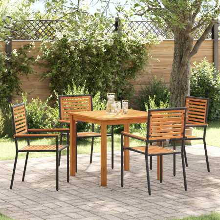 Juego de Comedor de Jardín  de 5 Piezas Negro Polirratan Acacia | Foro24.es | Tu tienda online para hogar, jardín y más Foro24.es