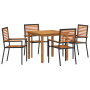 Juego de Comedor de Jardín  de 5 Piezas Negro Polirratan Acacia | Foro24.es | Tu tienda online para hogar, jardín y más Foro24.es