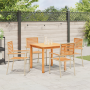 Conjunto de Comedor de Jardín de 5 Piezas Poliratán Beige Acacia | Foro24.es | Tu tienda online para hogar, jardín y más Foro24.es
