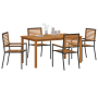 Conjunto de Comedor de Jardín de 5 Piezas Ratan Poliéster Negro Acacia de , Sillas de jardín - Ref: Foro24-3365517, Precio: 3...