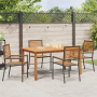 Conjunto de Comedor de Jardín de 5 Piezas Ratan Poliéster Negro Acacia de , Sillas de jardín - Ref: Foro24-3365517, Precio: 3...