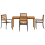 Conjunto de Comedor de Jardín de 5 Piezas Ratan Poliéster Negro Acacia de , Sillas de jardín - Ref: Foro24-3365517, Precio: 3...