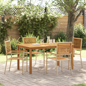 Conjunto de comedor de jardín de 5 piezas Beige Poliratán Acacia de , Sillas de jardín - Ref: Foro24-3365519, Precio: 389,26 ...