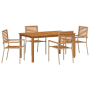 Conjunto de comedor de jardín de 5 piezas Beige Poliratán Acacia de , Sillas de jardín - Ref: Foro24-3365519, Precio: 389,26 ...