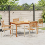 Conjunto de comedor de jardín de 5 piezas Beige Poliratán Acacia de , Sillas de jardín - Ref: Foro24-3365519, Precio: 389,26 ...