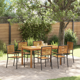 Conjunto de Comedor de Jardín de 7 Piezas Negro Policarbonato Acacia de , Sillas de jardín - Ref: Foro24-3365520, Precio: 491...