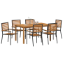 Conjunto de Comedor de Jardín de 7 Piezas Negro Policarbonato Acacia de , Sillas de jardín - Ref: Foro24-3365520, Precio: 491...