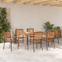 Conjunto de Comedor de Jardín de 7 Piezas Negro Policarbonato Acacia de , Sillas de jardín - Ref: Foro24-3365520, Precio: 491...