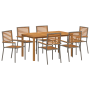 Juego de comedor de jardín de 7 piezas Gris Polirratán Acacia de , Sillas de jardín - Ref: Foro24-3365521, Precio: 496,55 €, ...