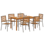 Juego de comedor de jardín de 7 piezas Gris Polirratán Acacia de , Sillas de jardín - Ref: Foro24-3365521, Precio: 496,55 €, ...