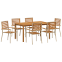 Set de Comedor de Jardín de 7 Piezas Beige Poliratán Acacia de , Sillas de jardín - Ref: Foro24-3365522, Precio: 498,79 €, De...