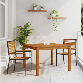 Conjunto de Comedor de Jardín de 3 Piezas de Poliratán Negro y Acacia de , Sillas de jardín - Ref: Foro24-3365529, Precio: 24...