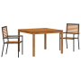 Conjunto de Comedor de Jardín de 3 Piezas de Poliratán Negro y Acacia de , Sillas de jardín - Ref: Foro24-3365529, Precio: 24...