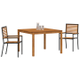 Conjunto de Comedor de Jardín de 3 Piezas de Poliratán Negro y Acacia de , Sillas de jardín - Ref: Foro24-3365529, Precio: 24...