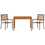 Conjunto de Comedor de Jardín de 3 Piezas de Poliratán Negro y Acacia de , Sillas de jardín - Ref: Foro24-3365529, Precio: 24...