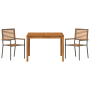 Conjunto de Comedor de Jardín de 3 Piezas Gris de Polirratán y Acacia de , Sillas de jardín - Ref: Foro24-3365530, Precio: 24...