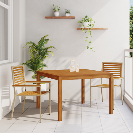 Conjunto de Comedor de Jardín de 3 Piezas Beige de Polyratán y Acacia de , Sillas de jardín - Ref: Foro24-3365531, Precio: 24...