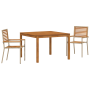 Conjunto de Comedor de Jardín de 3 Piezas Beige de Polyratán y Acacia de , Sillas de jardín - Ref: Foro24-3365531, Precio: 24...