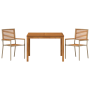 Conjunto de Comedor de Jardín de 3 Piezas Beige de Polyratán y Acacia de , Sillas de jardín - Ref: Foro24-3365531, Precio: 24...
