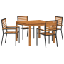Conjunto de Comedor de Jardín de 5 Piezas de Polyratán Negro y Acacia de , Sillas de jardín - Ref: Foro24-3365532, Precio: 34...