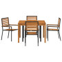 Conjunto de Comedor de Jardín de 5 Piezas de Polyratán Negro y Acacia de , Sillas de jardín - Ref: Foro24-3365532, Precio: 34...