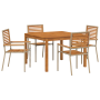 Juego de Comedor de Jardín de 5 Piezas Beige Ratán Sintético Acacia de , Sillas de jardín - Ref: Foro24-3365534, Precio: 352,...