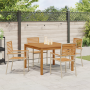 Juego de Comedor de Jardín de 5 Piezas Beige Ratán Sintético Acacia de , Sillas de jardín - Ref: Foro24-3365534, Precio: 352,...