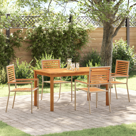 Juego de Comedor de Jardín de 5 Piezas en Beige de Poliratán y Acacia de , Sillas de jardín - Ref: Foro24-3365537, Precio: 40...