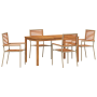 Juego de Comedor de Jardín de 5 Piezas en Beige de Poliratán y Acacia de , Sillas de jardín - Ref: Foro24-3365537, Precio: 40...