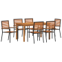Juego de Comedor de Jardín de 7 Piezas Negro Polyratán Acacia de , Sillas de jardín - Ref: Foro24-3365538, Precio: 506,59 €, ...