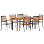 Juego de Comedor de Jardín de 7 Piezas Negro Polyratán Acacia de , Sillas de jardín - Ref: Foro24-3365538, Precio: 506,59 €, ...