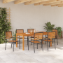 Juego de Comedor de Jardín 7 Piezas Negro Rattan de Poliéster Acacia de , Sillas de jardín - Ref: Foro24-3365541, Precio: 537...