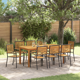 Juego de Comedor de Jardín de 9 Piezas Negro de Polirratán de Acacia de , Sillas de jardín - Ref: Foro24-3365544, Precio: 646...