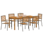 Conjunto de Comedor de Jardín de 7 Piezas Gris de Polirratán Acacia de , Sillas de jardín - Ref: Foro24-3365542, Precio: 546,...